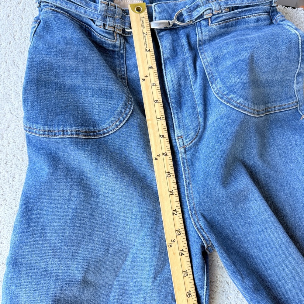 Pilcro Wide Leg Jeans Women 28 Blue High Rise Horsebit Buckle Patch Pockets - Picture 14 of 16